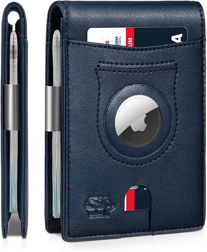 Zitahli Men's Wallets Airtag Holder Slim Rfid Leather with Gift Box