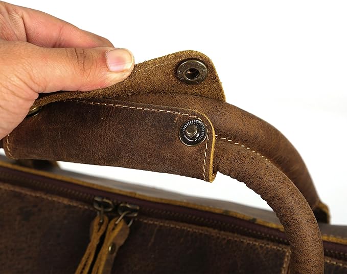 KomalC Leather Travel Duffel Bags for Men and Women Full Grain Leather Overnight Weekend Leather Bags Sports Gym Duffle