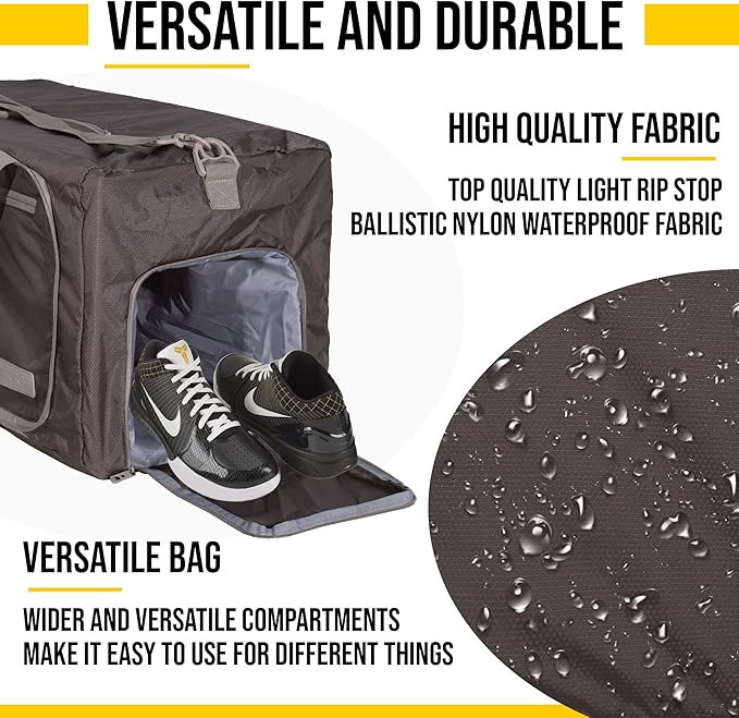 LEGEND 60L Foldable Duffle Bag for Travel - Packable Duffle Bags w/Shoe Compartment - Tear Resistant Collapsible Duffel Bags for Traveling - Lightweight Folding Duffel Bag for Men & Women -Chocolate