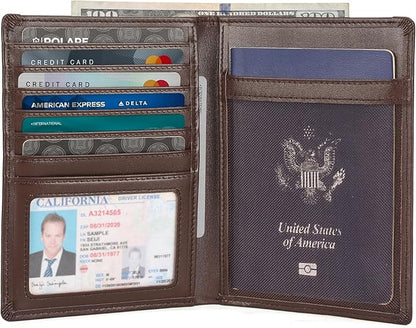 Polare Luxury RFID Blocking Leather Passport Holder Travel Wallet For Men and Women (Coffee)