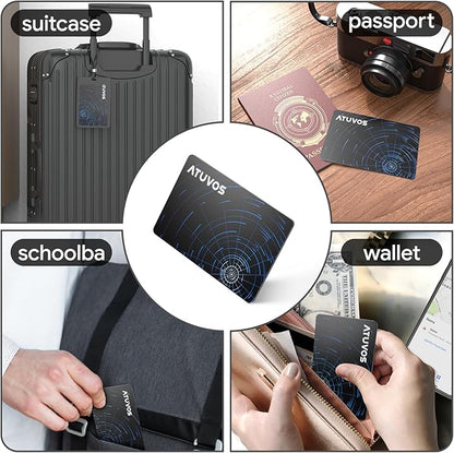 ATUVOS Dual System Air Card Tag Pro 1 Pack, Rechargeable Wallet Tracker Work with Android Google Find Hub or iOS Apple Find My APP (Huawei not Supported), Smart Item Finder Locator for Wallet/Luggage