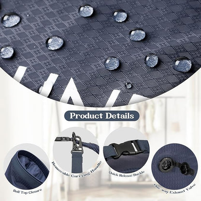 Travel Laundry Bag, Vacuum Compression Dirty Clothes Travel Bag, Waterproof Wet/Dry Space-Saving Laundry Storage Organizer, Smell Proof Storage Bag for Clothing, Swimming, Yoga, Gym, Camping