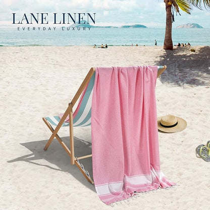 LANE LINEN Beach Towels 6 Pack, Oversized Beach Towel, Lightweight Beach Essentials for Women, Large Pool Towel, Absorbent & Quick Dry, Sand Free Beach Towel, 39"x71" - Nautical Color
