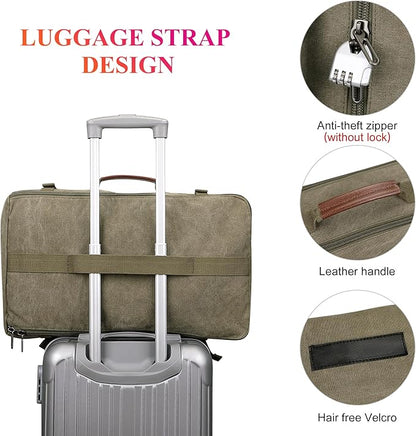 WITZMAN Canvas Backpack Vintage Travel Backpack Large Laptop Bags Convertible Shoulder Rucksack(A519-1 Classic Light Green)