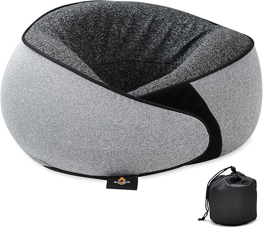 Memory Foam Neck Pillow | Travel Neck Pillow，Ergonomic U-Shaped Travel Pillow with Neck Support, Breathable & Washable Cover, Includes Storage Bag–Ideal for Office, Car, Plane, Bus, Grey