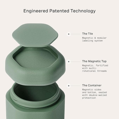 Cadence Travel Containers Haircare Capsule Set - Magnetic Containers with Lids,Carry On Travel Essentials For Women/Men - 3 Flex Mediums (1.32oz) - Shampoo, Conditioner & Comb Icon Labels - Eucalyptus