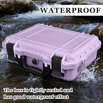 1 Pcs 16.3 x 12.4 x 6.5 Inch Waterproof Hard Case with DIY Customizable Foam Insert Portable Protective Case with Knife for Camera Drones Equipments Tools Test Instruments (Purple)