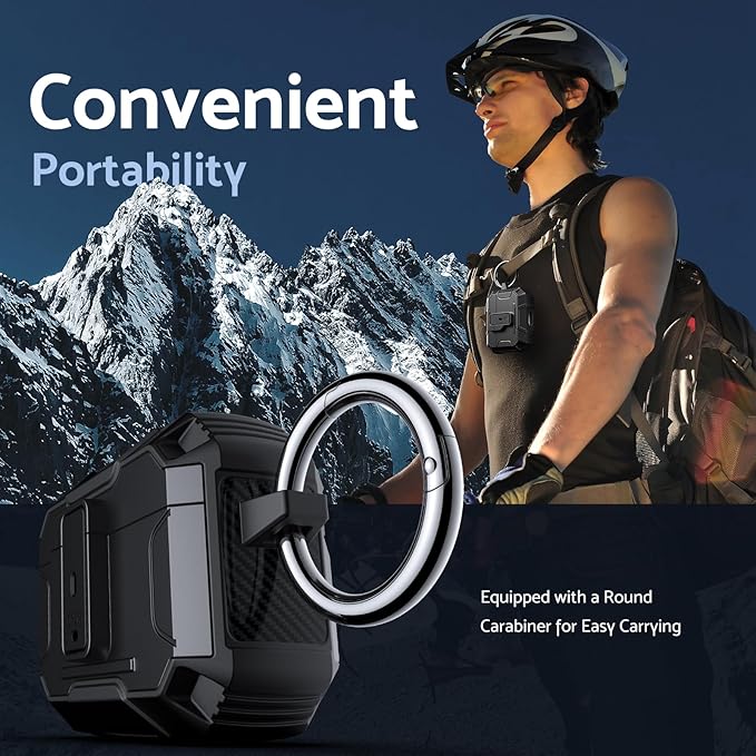 DASFOND Armor Earphone Cover Case for Airpods Pro 3, Military Grade Full Body Shockproof Protection Hard Case, Support Wireless Charging with Keychain, Magnetic Lid, Front LED Visible, Black