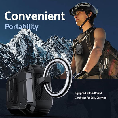 DASFOND Armor Earphone Cover Case for Airpods Pro 3, Military Grade Full Body Shockproof Protection Hard Case, Support Wireless Charging with Keychain, Magnetic Lid, Front LED Visible, Black