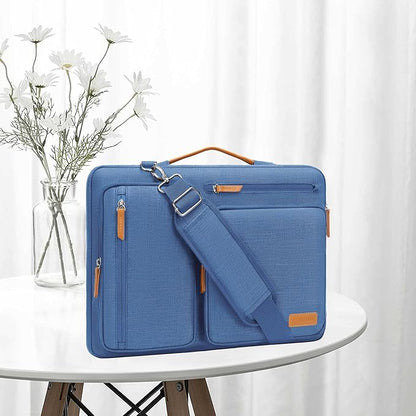 MOSISO 360 Protective Laptop Shoulder Bag,15-15.6 inch Computer Bags Compatible with MacBook Pro 16 inch, HP, Dell, Lenovo, Asus Notebook,Side Open Messenger Bag with 4 Zipper Pockets, Cadet Blue