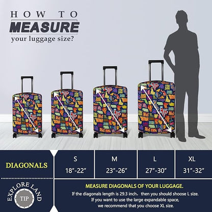 Explore Land Travel Luggage Cover Suitcase Protector Fits 31-32 Inch Case (America Map, XL)