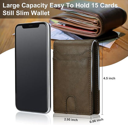 furid Card Wallet For Men Slim: Smart Rfid Minimalist Front Pocket Pop Up Wallet with ID Window - Stocking Stuffers Gifts Boxed for Husband Father at Birthday Anniversary