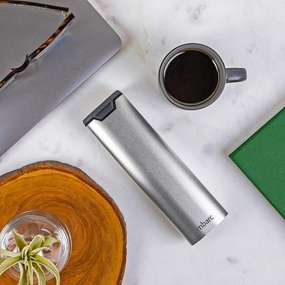 7 Day Weekly Pill Organizer 2.0 by mbarc - Premium Stylish Aluminum and Wood Large Capacity Pill Box for Supplements, Pills, Vitamins and Medication. (Metallic Silver)