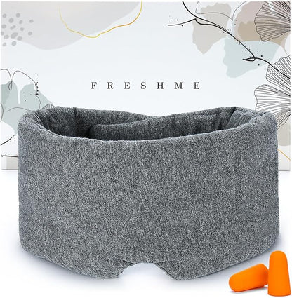 FRESHME Deluxe Cotton Sleep Mask Gift Set - 100% Blackout Large Comfortable Blindfold Adjustable Eye Mask Pillow in Gift Box for Men Women Side Sleeper Travel Meditation Airplane