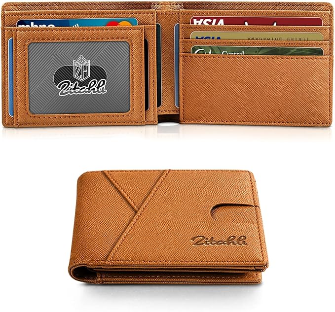 Zitahli Wallet for Men Slim 11 Credit Card Holder RFID Blocking Small Men's Wallet Bifold Minimalist Front Pocket With Mens Gifts Box