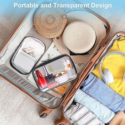 6 Pcs Clear Hard Zipper Case Hard-Sided Premium Storage Case Plastic Clear Hard Shell Zipper Pouch Portable Travel Organizer Box for Travel Building Blocks Puzzles Cosmetics Makeup Supplies (Black)