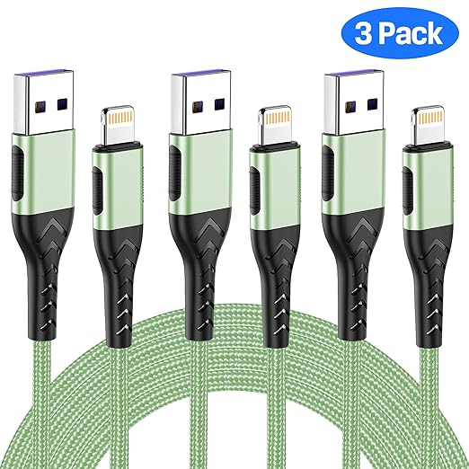 Durcord Compatible with iPhone Charger,3Pack 6FT USB A Cable for Phone Charger Cable, Fast Phone Charging Cord Compatible with Phone Xs Max/XS/XR/X/8/7/6S/6/Plus/SE/Pad(Lightning Green)