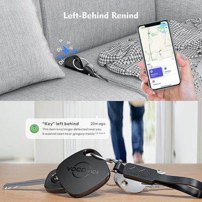 [Apple MFi Certified] VOCOlinc Air Tracker Tags 2 Pack Black, Item Finder Work with Apple Find My APP (iOS Only,Not for Android), Smart Locator for Key/Luggage Suitcases/Bag/Wallet,Replaceable Battery