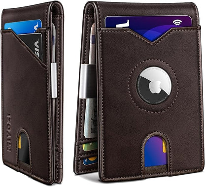 Airtag Wallet for Men,with Money Clip 11 Cards Slim Front Pocket Leather RFID Blocking Wallet with Gift Box