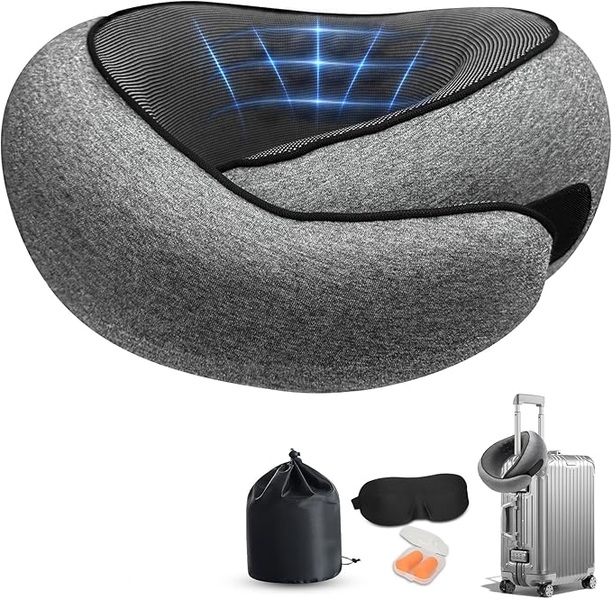 Travel Pillows for Airplanes,360° Support Stowable Travel Pillow, Neck Pillow Airplane with Memory Foam Portable Travel Neck Pillow for Traveling, Suitable for Airplanes, Offices, and Cars