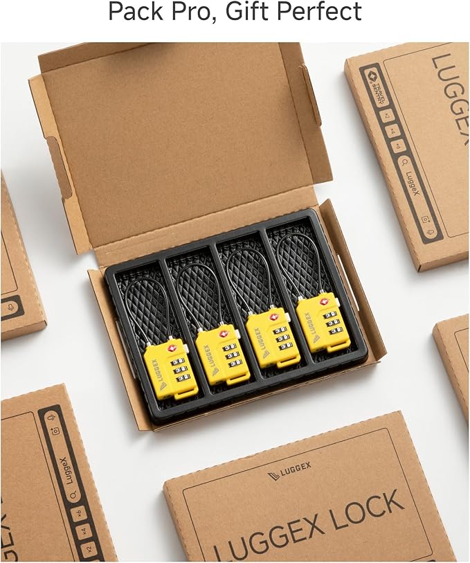 LUGGEX TSA Locks for Luggage, Suitcase Locks TSA Approved, Luggage Locks, Ease of Use & Durable(Black,4 Pack)