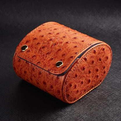 Genuine Napa Leather Watch Roll Travel Case - Travel Watch Rolls and Leather Watch Display Cases with Velvet Interior - Watch Storage Organizer Men's By CALIBERWATCH (Cognac - Single)