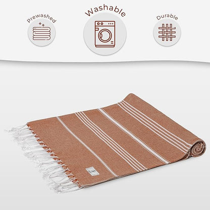 Turkish Beach Towel Compact & Quick Dry Oversized (39" x 71") - Compact, Versatile and Functional as Beach and Picnic Blanket, Travel, Yoga and Bath Towel - Brick