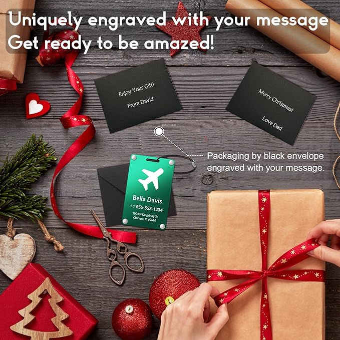 Luggage Tags for Suitcases 4 Pack: Personalized Luggage Tags for Backpacks & Bags Tags with Coustomizable Texts (Green)