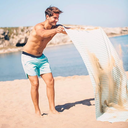 Bazaar Anatolia Turkish Beach Towel – 100% Cotton, Quick Dry, Sand Free Towel for Bathroom, Travel, Camping – Oversized 71x39 Inches – Arpa Mint