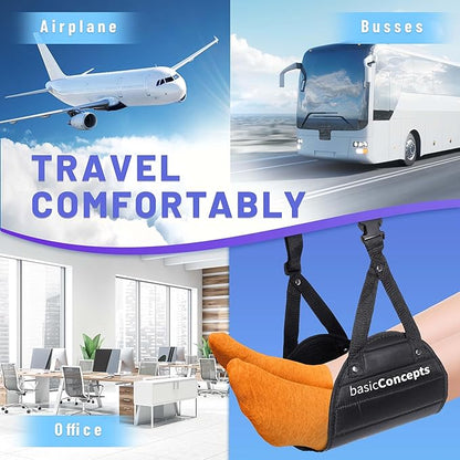 Airplane Footrest (4 Pack), Perfect Foot Hammock for Airplane Travel or Office - Relax Your Feet