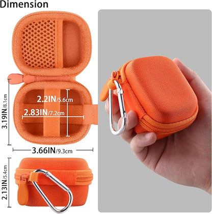 co2CREA Hard Case for Beats Powerbeats Fit with Carabiner Clip, Shockproof Earbuds Storage Box – Protective Travel Cover for Wireless Noise Cancelling Earbuds (Orange Case)