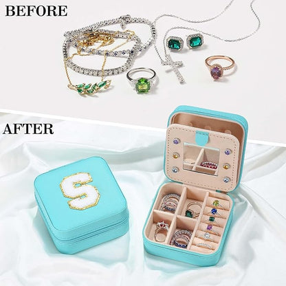 Parima House Warming Gift - Personalized Jewelry Holder Organizer for Travel | Preppy Stuff & Room Decor for Teen Girls | Travel Jewelry Case in Aqua Blue