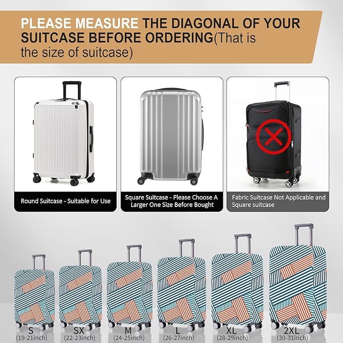 Travel Luggage Cover - Scratch-Resistant Fit 19-31 Inch Suitcase Protector, Not Included Suitcase (F-S-007, SX(22-23inch))