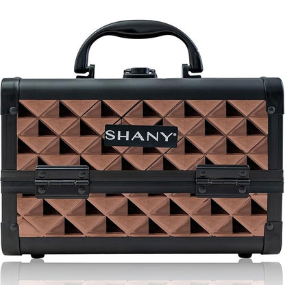 SHANY Chic Makeup Train Case Cosmetic Box Portable Makeup Case Cosmetics Beauty Organizer Jewelry storage with Locks, Multi trays Makeup Storage Box with Makeup Mirror - Copper