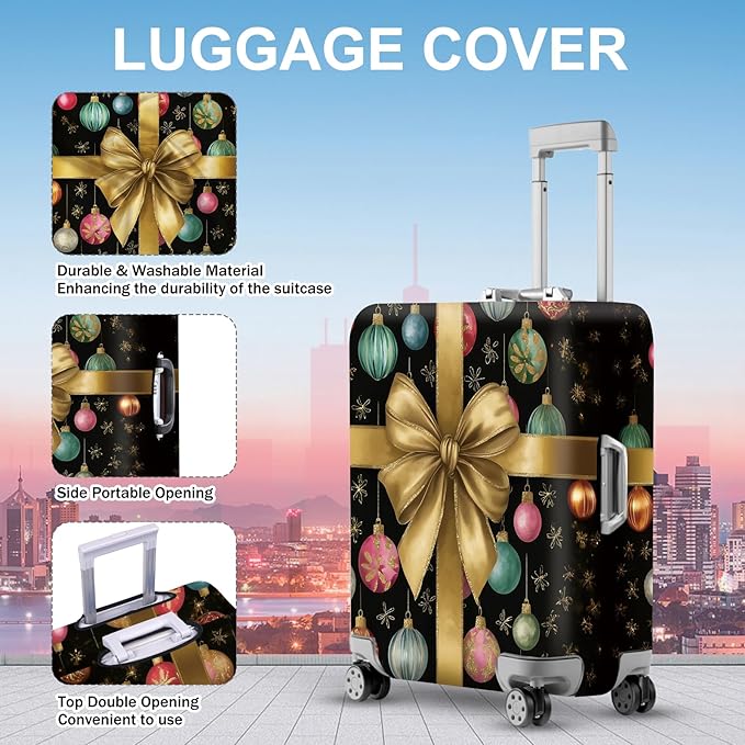 FOREVER QUEEN Christmas ball Luggage Cover Suitcase Protector Suitcase Cover Anti-Scratch,Stretchable Bag Cover Washable Durable Polyester