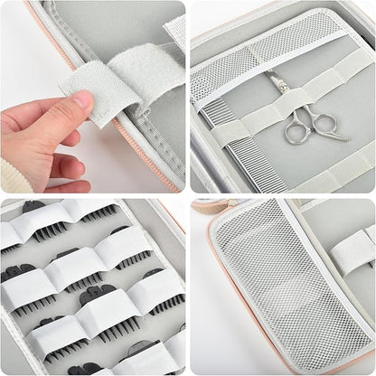 Boobowl Hard Travel Case for Hair Clippers, Hair Cutting Barber Supplies Organizer Bag, Trimmer Storage Holder for Ufree/for Wahl/for Andis Men Razor Guard Grooming Kits -Gold