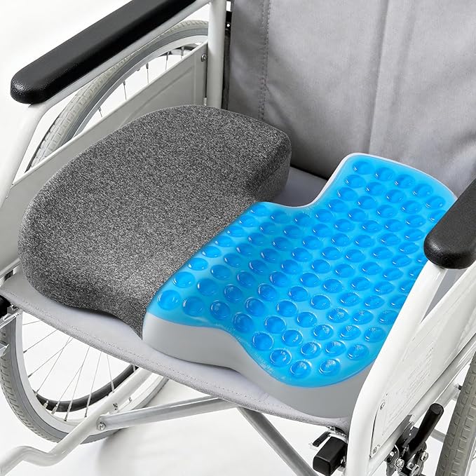 Medisana Gel Wheelchair Seat Cushion (19"×16"×2.8") for Pain Relief，GC 150G Seat Cushion for Tailbone, Sciatica, Back & Hip Support, Ergonomic Seat Pillow for Office, Car Seat & Wheelchair (Grey)