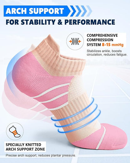 5 Pairs Copper Compression Socks for Women & Men - Ankle Plantar Fasciitis Arch Support Running Socks for Athletic