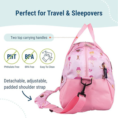 Wildkin Kids Overnighter Duffel Bag – Carry-On Size, Ideal for School & Sleepovers – Ballerina