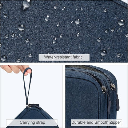 FYY Electronic Organizer, Large Travel Cable Organizer Bag Pouch Electronic Accessories Carry Case Portable Waterproof Double Layers All-in-One Storage Bag for Cable, Cord, Charger, Phone, Navy