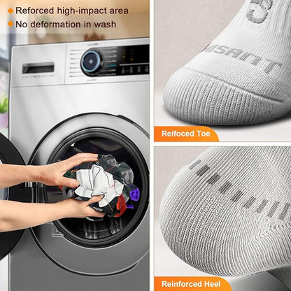 BULLIANT Compression Socks for Men 6Pairs, Athletic Crew Socks Cushioned For Men Sports Running-Arch Support