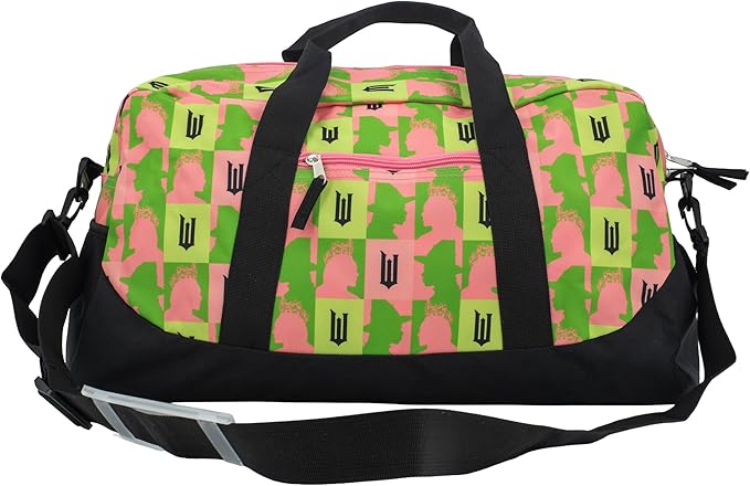 Wicked Duffle Bag, 16 inch Travel Sleepover Weekender Bag for Girls Featuring Galinda & Elphaba, Green & Pink