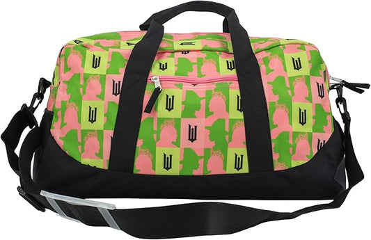 Wicked Duffle Bag, 16 inch Travel Sleepover Weekender Bag for Girls Featuring Galinda & Elphaba, Green & Pink