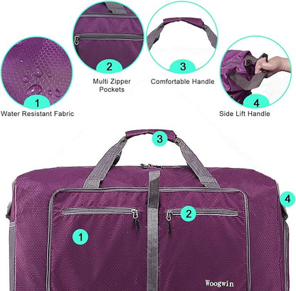 Woogwin Travel Duffel Bag Large Foldable Waterproof Overnight Bag for Beach Swim Bags Pool Sports Gym