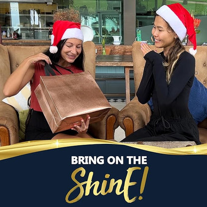 Nush Nush Large Rose Gold Gift Bags Bulk – Set of 30 Rose Gold Reusable Bulk Gift Bags With Handles - Perfect Goodie Bag for Birthday Party, Bachelorette, Christmas, Small Business - 13Wx5Dx11H