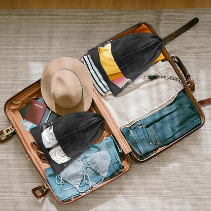 20 Pack Shoe Bags for Travel, Large Travel Shoe Bags for Packing with Clear Window, Dustproof Drawstring Travel Shoe Storage Bags Travel Essentials for Men & Women, Black (20, Black)