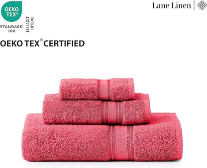 LANE LINEN Luxury 6-Piece Bath Towel Set - 100% Cotton, Quick-Dry, Super Absorbent, Zero Twist - Includes 2 Bath Towels, 2 Hand Towels, 2 Washcloths - Honeysuckle