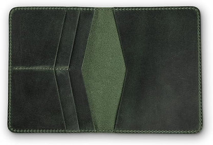 PEGAI Standard Full Grain Crazy Horse Leather Passport Holder | Custom Travel Passport Cover & Organizer | Handcrafted Leather Passport Wallet for Men and Women | Pike (Green)