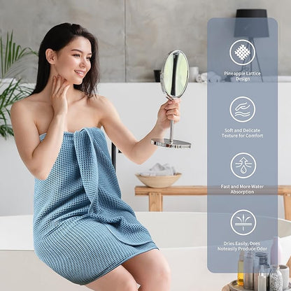 POLYTE Microfiber Oversize Quick Dry Lint Free Bath Towel, 60 x 30 in, 4 Pack (Waffle Weave)