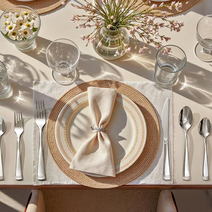 KINGSTONE Silverware Set, 60-Piece Flatware Set for 12, 18/10 Stainless Steel Cutlery Set with Bead Edge, Utensil for Kitchen, Home, Party, Wedding, Mirror Polished, Dishwasher Safe, Featured Gifts